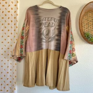 Vintage Tie-dye Upcycled / Handmade Tiedye Earthy Grateful Dead Tunic Boho Mini